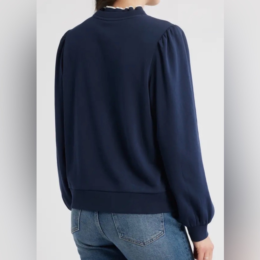 Caslon Navy Sweatshirt ruffle neck - Picture 3 of 5